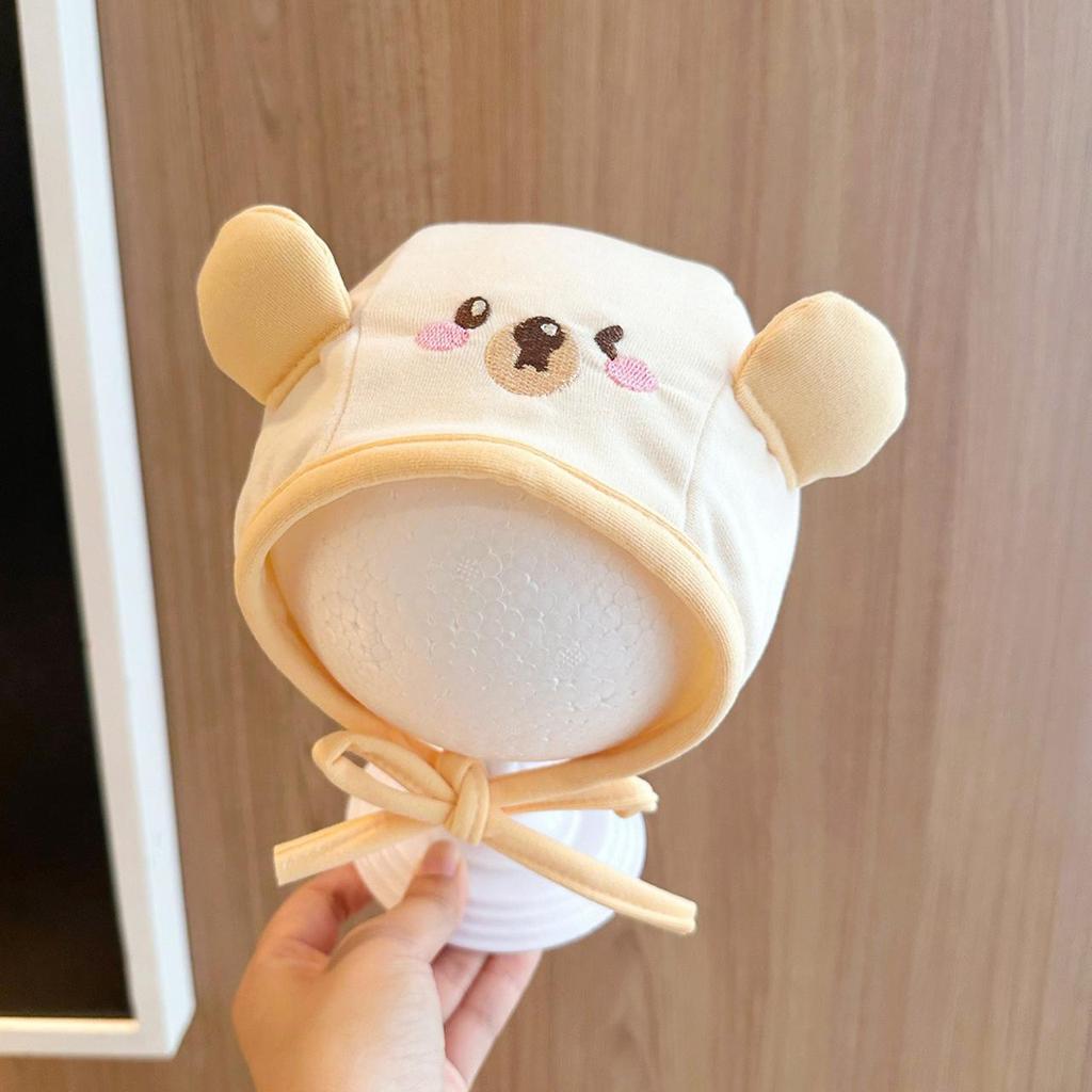 Cartoon Bear Baby Hat Autumn Winter Warm Cotton Infant Ear Protection Cap Solid Color Windproof Toddler Beanies Hat Bonnet
