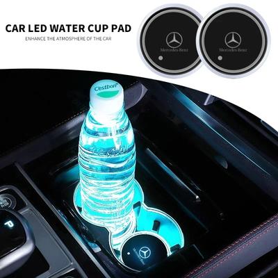 Für Benz FS11/2 Stück Bunte Universelle LED Auto Becherhalter RGB Lichtmatte Pad für Mercedes Benz W211 W204 W210 W203 CLA GLA Auto Zubehör