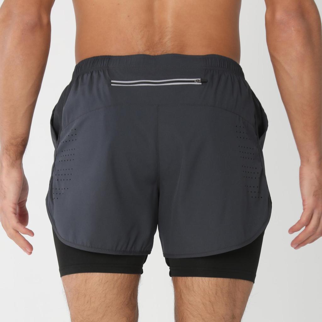Men's Quick-Dry 2-in-1 Running Sports Shorts with Anti-Exposure Liner