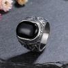 CopperJewelry Ring Natural 10*15mm Big Black Agate Stone Vintage Ring for Women Party Gifts