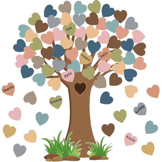 Classroom Tree Bulletin Board Decorations Set with Heart Shape Cutouts, Welcome Classroom Wall Decor for Kindergarten Elementary School Home Boho