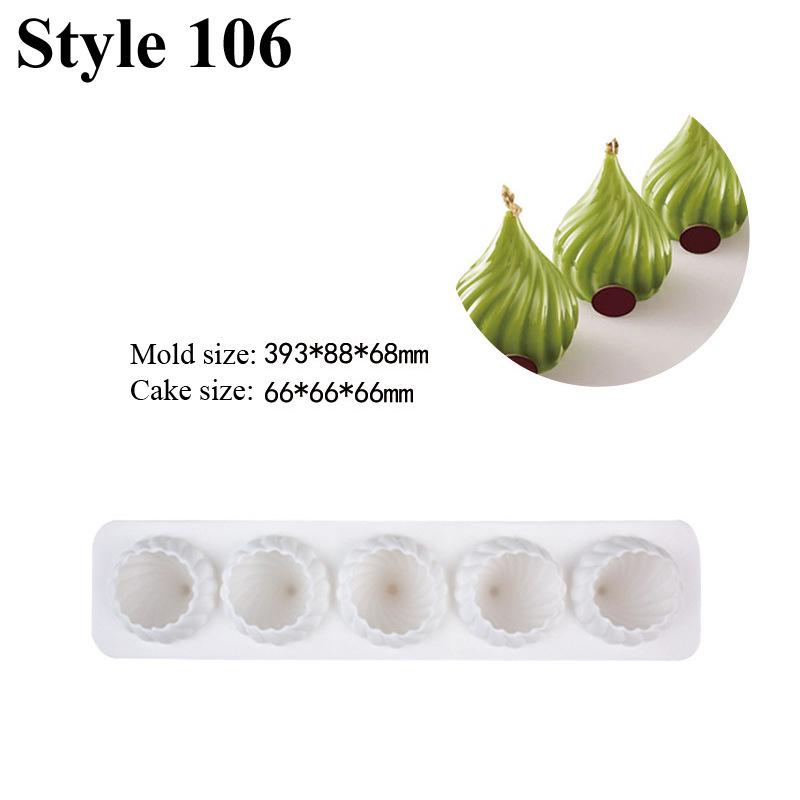 3D Fruchtmousse Silikon Kuchenformen: Birne, Apfel, Ananas, Pfirsich, Durian, Himbeere.