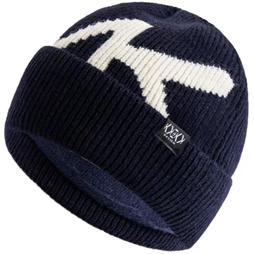 

Унисекс Зимняя Шапка-Бини Плюшевая Флисовая Теплая Шапка С Буквой Мягкая Шапка-Бини Для Мужчин Женщин Утолщенная Лыжная Спортивная Вязаная Шапка 55cm-60cm темно-синий