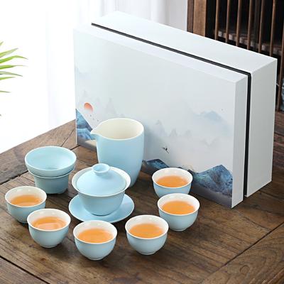 Light Luxury Kung Fu Tea Set with Gift Box, Household Complete Set of Guest Tea Set, Business Festival Gifts