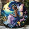 1PC Colorful Fairy Garden Retro Metal Wall Art Tin Sign, Flowers Butterfly Design Home Farm Decor