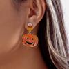 Creative Cartoon Akimbo Pumpkin Leg Dangle Earrings for Women Halloween Enamel Spider Drop Earring Festival Party Jewelry Gifts