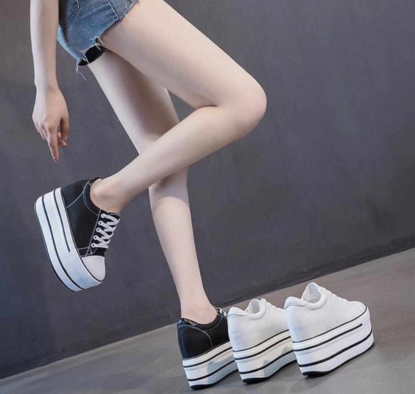Fashion High quality 2024 Platform Shoes Women Spring Autumn Women's Boots Fashion Canvas Shoes Breathable Women Super High Single Shoes