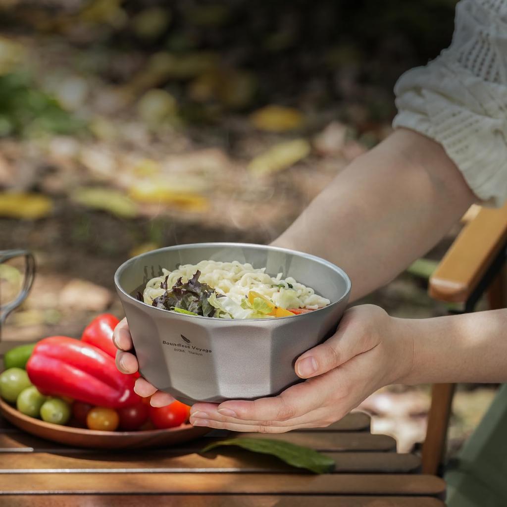 Boundless Voyage Titanium Diamond Hollow Double for and Other Titanium Outdoor and Camping Supplies Ti1175T Double-Walled Bowl, Shape, Wall, Rice,