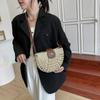 Bohemian Style Weave Straw Crossbody Bag Woven Beach Shoulder Bag Hollow Semicircle Bag  Holiday