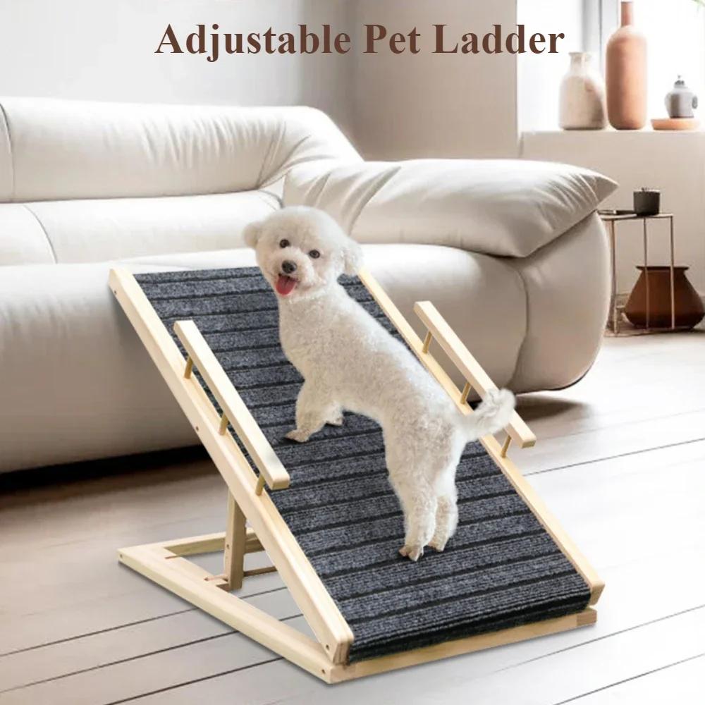 Pet Ladder Foldable Anti-skid Solid Wood Dog Slope Elderly Dog Assisted Ladder Adjustable Scratch Resistant Household Pet Ramp