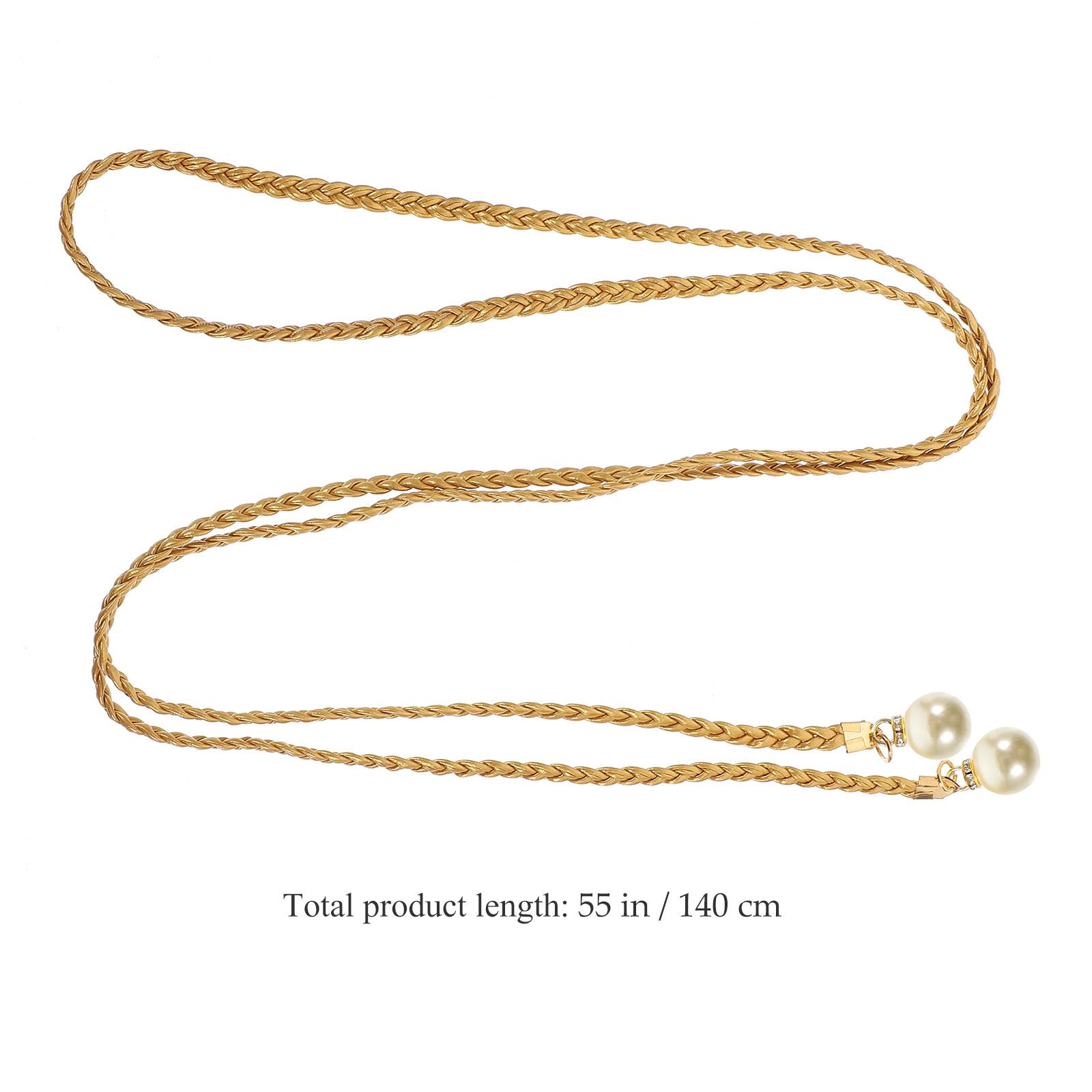 

4Pcs Pearl Waist Belt Curtain Tiebacks Woven Decorative Holdbacks for Sheer Thick Drapes Home Window Accessories золотистый