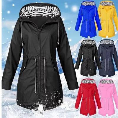 Wasserdichte Regenjacke für Damen im Freien, lässig, lockere Kapuze, winddicht, Windjacke, Kletterjacke, Mantel für alle Jahreszeiten