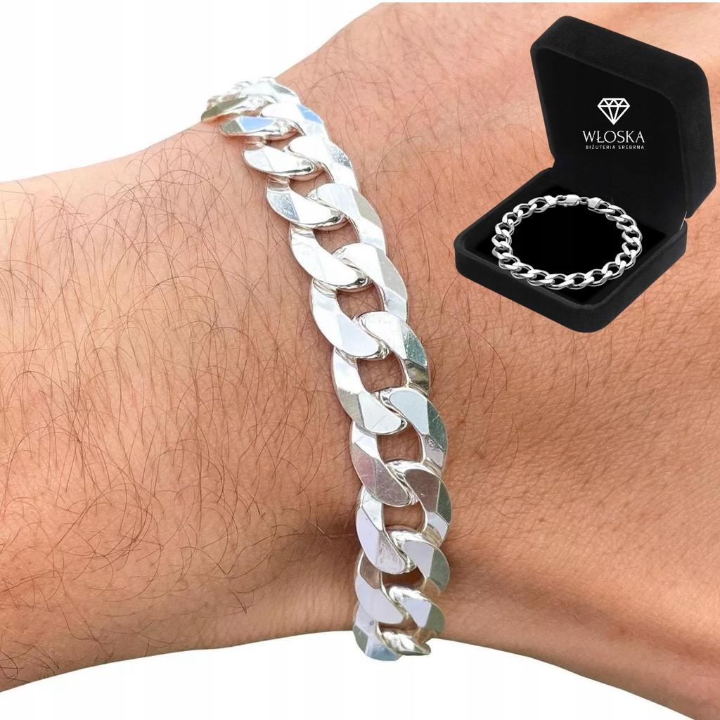THICK Silver Men' Bracelet 925 SILVER Bracelet 12mm/21cm Armored