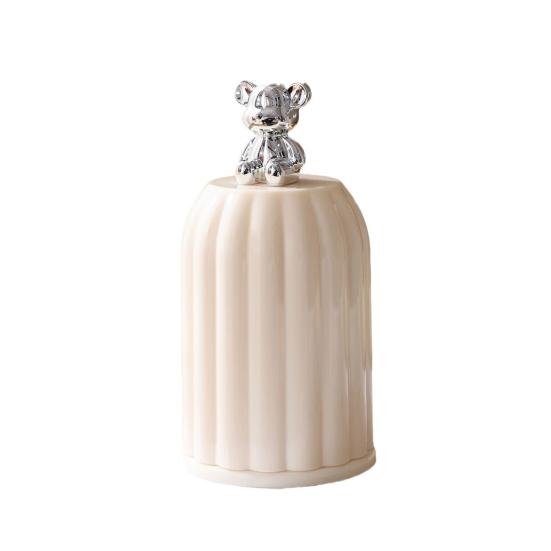 Toothpick Storage Box with Bear Lid, Dust-proof Modern Toothpick Holder, Tooth Picks Dispenser Container for Home Office