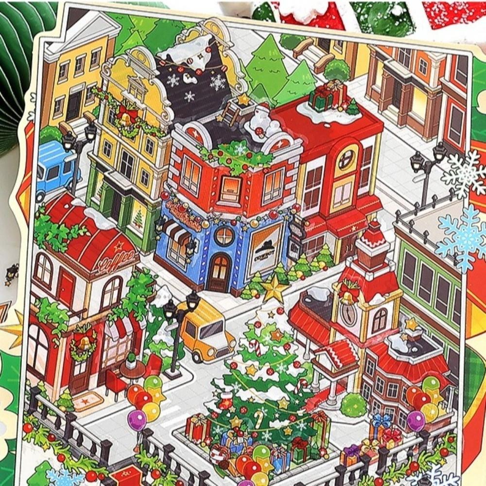 Christmas House Series 3D Cartoon Miniature Scene Stickers DIY Handmade Stacked Layers DIY Cabin Scene Sticker