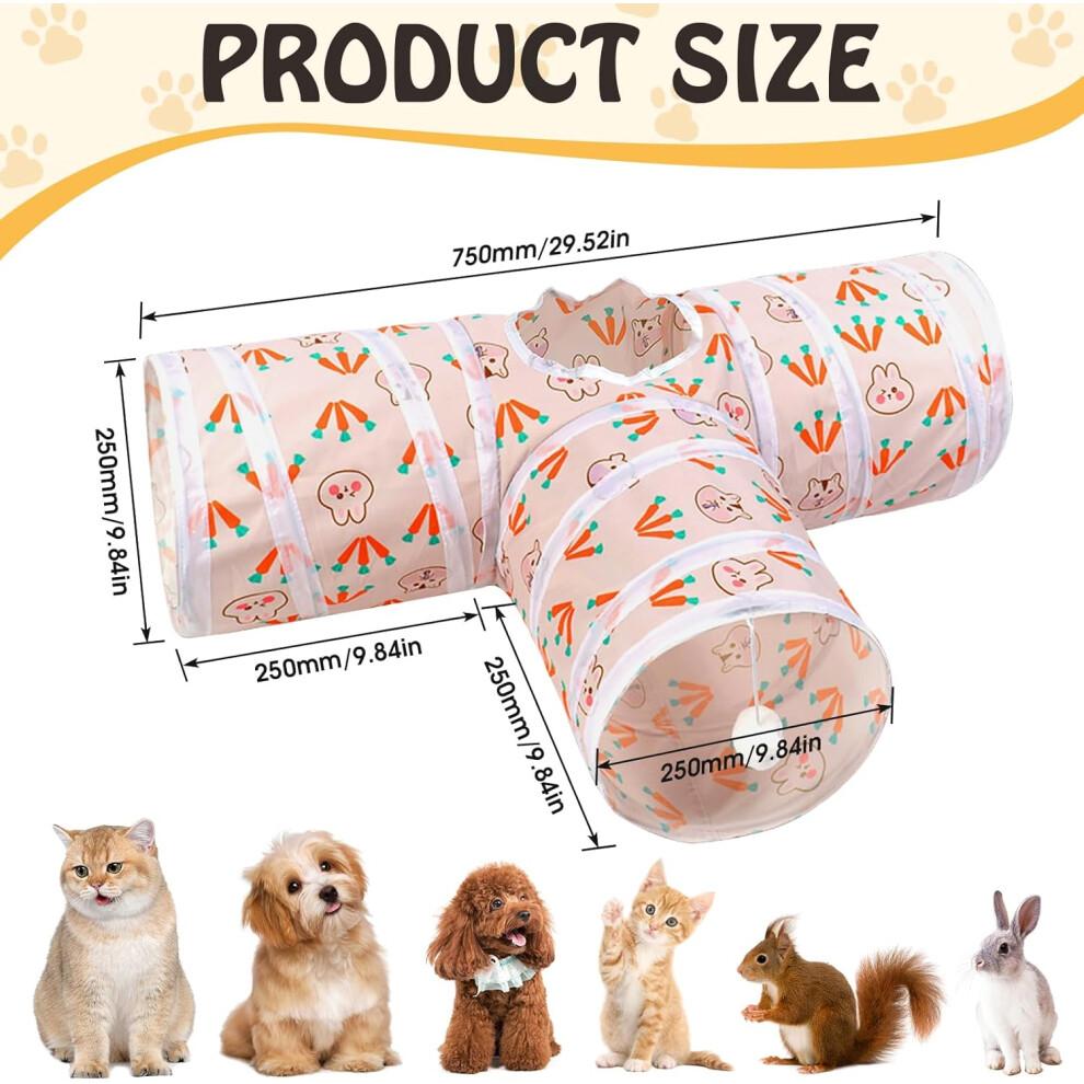 Interactive Cat Toy Tunnel - Foldable 3-Way Play Tunnel for Small Cats, Dogs, and Rabbits - Rustling Indoor/Outdoor Use