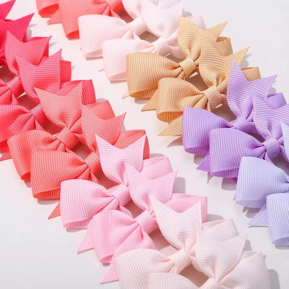 BABY BOWS 10pcs/Set Solid Handmade Bows Hair Clips Ribbon Bowknot Hairgripes for Girls Barrette Classical Kids Headwear Whole