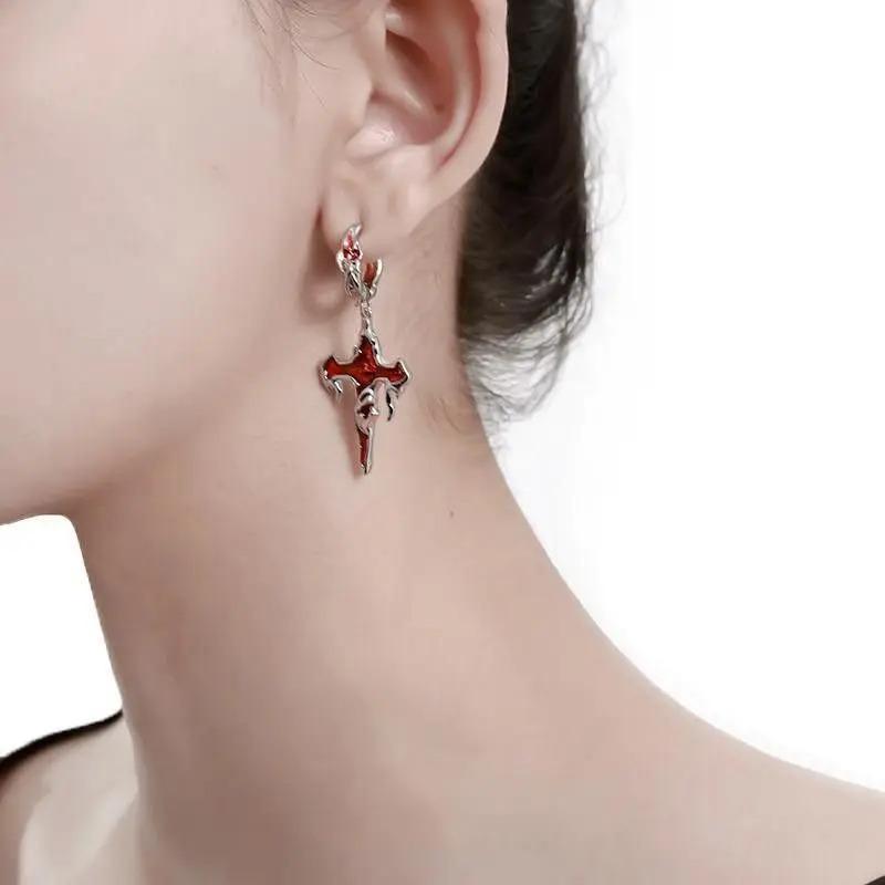 Cross Gothic Punk Earrings: Women's Hip Hop Fashion Hooks & Pendants - Halloween Jewelry, Hot Selling.