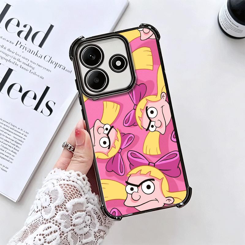 Cartoon Hey Arnold Helga Plating Phone Case For Xiaomi Redmi Note 14 15 Pro Plus 13 12 11 11S 11T 10 9S 9 5G Anti-Fall Airabag C