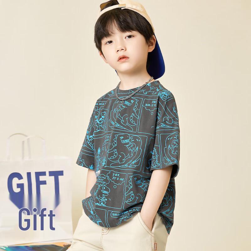 

Duodojia Boys Trendy Full Print Short Sleeve Cotton T-shirt 120