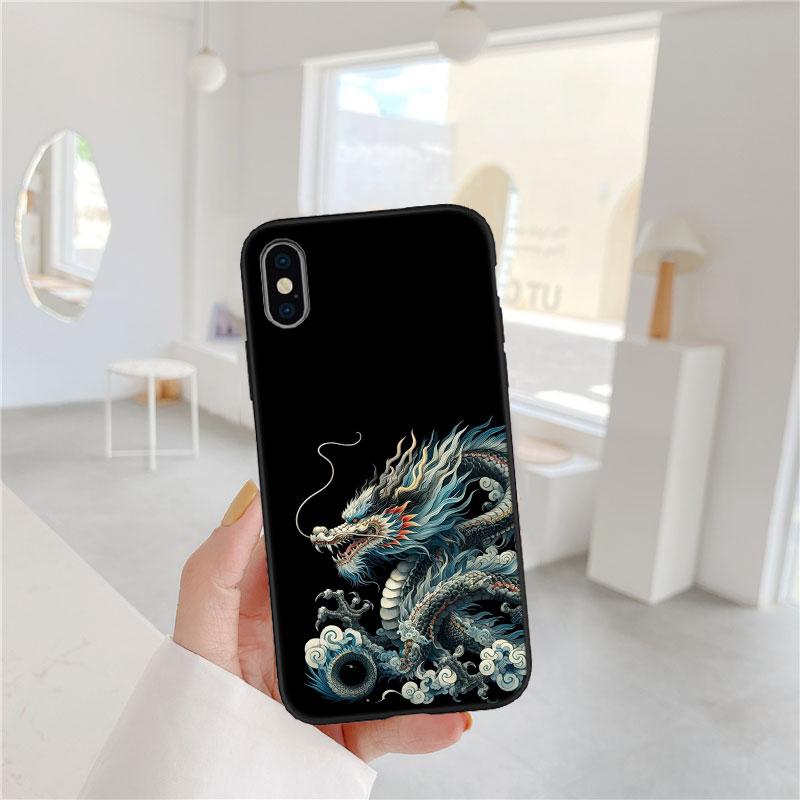 LO25 Chinese Dragon Soft Shell Phone Case for iPhone SE X XS XR 11 16E 17 Pro Max Air 8 7 6 6s Plus