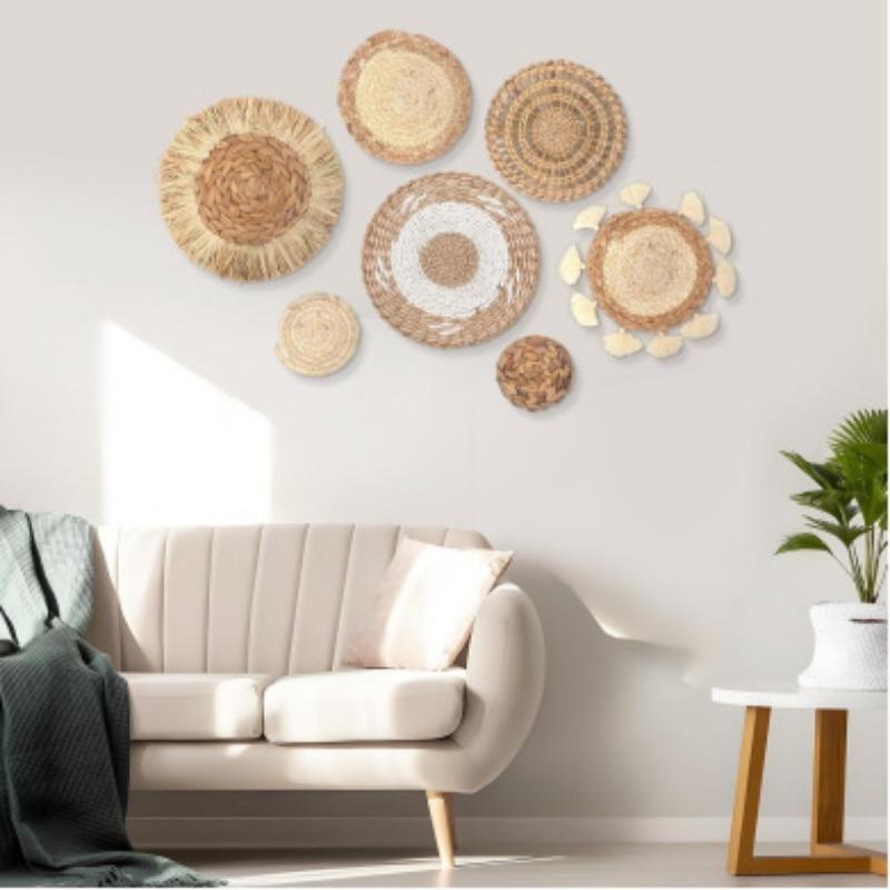 3/4/7pcs Bohemian Style Wall Basket Set Hanging Wall Basket Decoration Bohemian Style Wall Decoration Environmental Round Art
