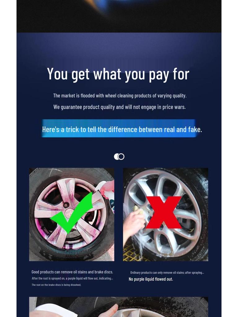 Środek do czyszczenia felg i kół samochodowych z proszkiem żelaznym usuwającym rdzę: Idealny do czyszczenia kół, opon, felg stalowych i stopów aluminium.