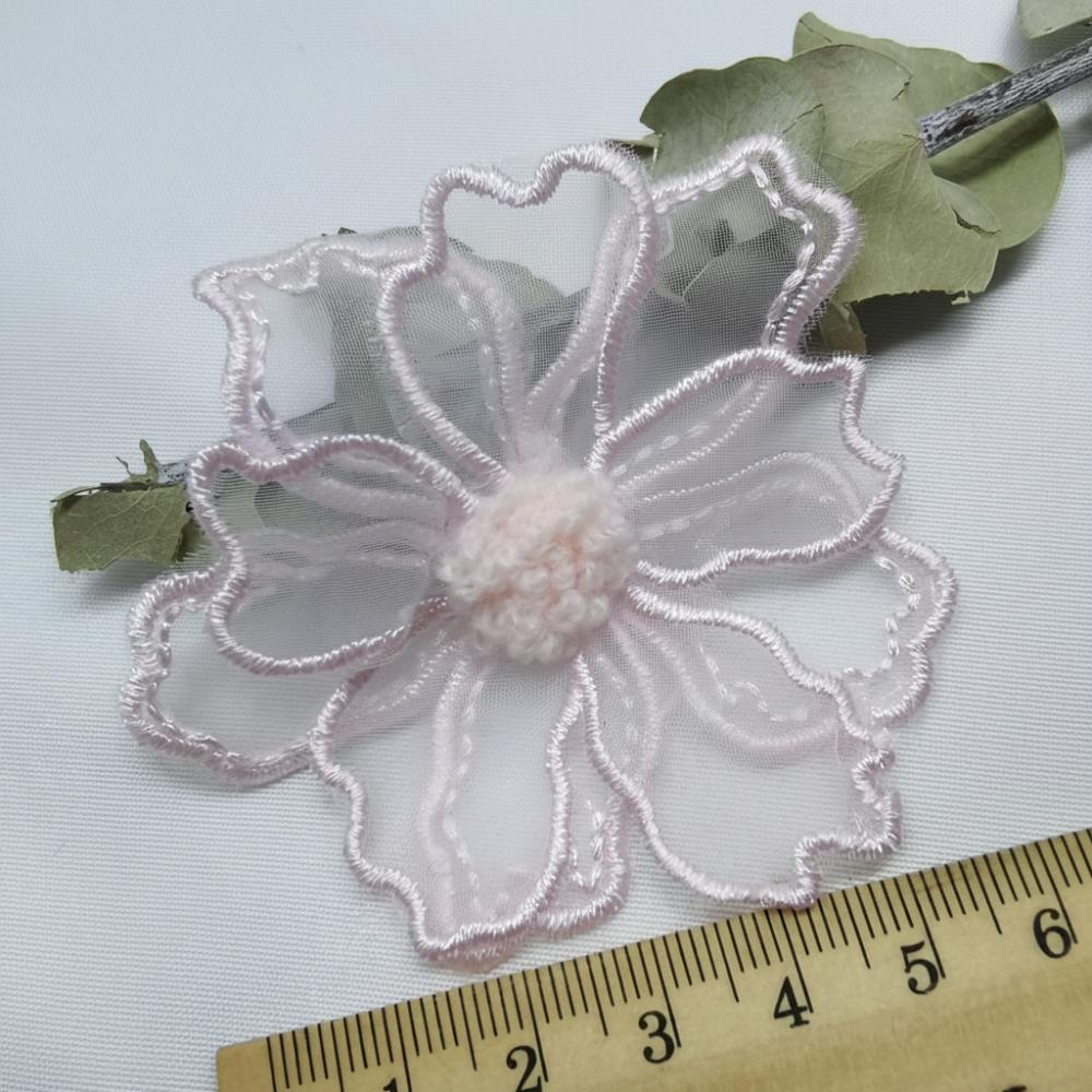 10pcs 6.5CM Wide Flower Lace Embroidered Patches Embroidered Detail Double Layer Embroidery Lace Flowers Dress Decoration розовый