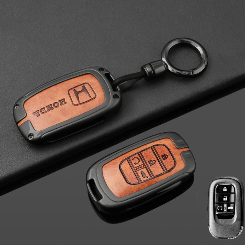 Leather Car Smart Remote Key Case Cover Protector for Honda 2022 2023 2024 Accord Civic HR-V CR-V Pilot Sport SI EX EX-L Touring