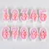 3D Number Cake Decorating Candles Cute Pink Bow Baby Girl Birthday Cake Topper Decor Wedding Party Supplies 0-9 Digital Candle