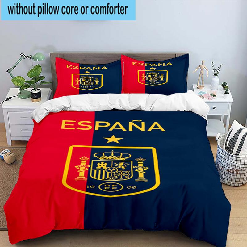 3pcs Spain's Royal Emblem Printed Bedding Set Duvet Cover Closure Includes 1 Duvet Cover & 2 Pillowcases Bedding Sets Home Decor Gifts