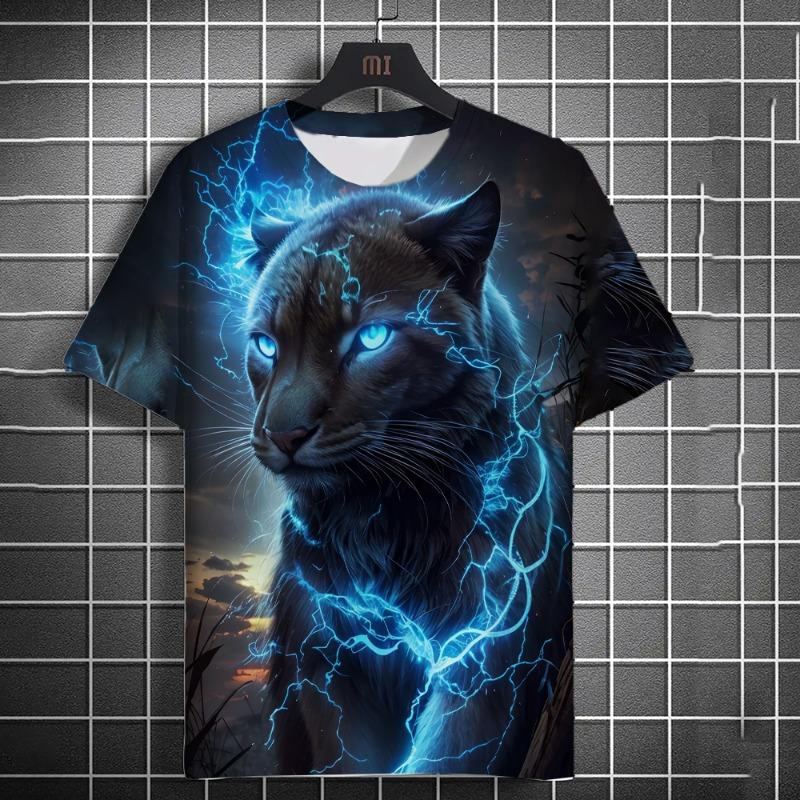Animal Men's T-shirt 3d Tiger Print Men's Tops Casual Short Sleeve Simple