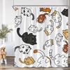 Cat Shower Curtain Cartoon Animal Potted Plant Greenery Black Cat Abstract Nordic Bathroom Decor Minimalist Bathtub Curtain