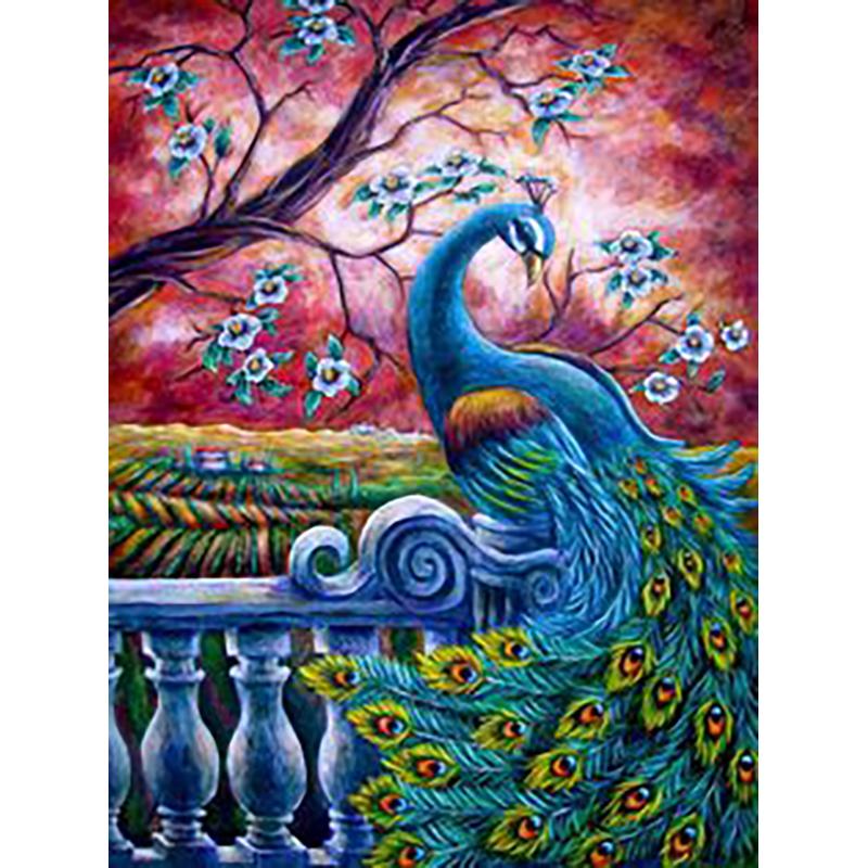 DIY Peacock 5D diamentowe malowanie w pełni z okrągłych wierteł zwierząt diamentowe hafty mozaika krzyż zestaw do szycia Wall ozdoby do dekoracji wnętrz prezent