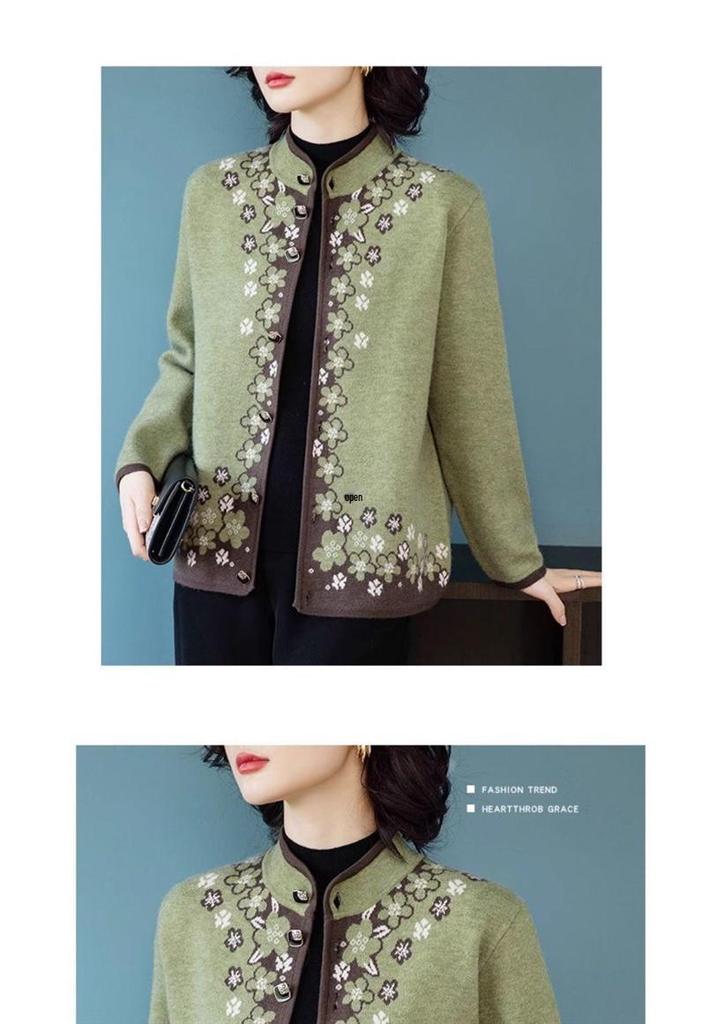 Stylish Spring and Autumn Cardigan for Women: Trendy Short Jacket for Middle-aged and Elderly, Perfect for 50+ Fashion
