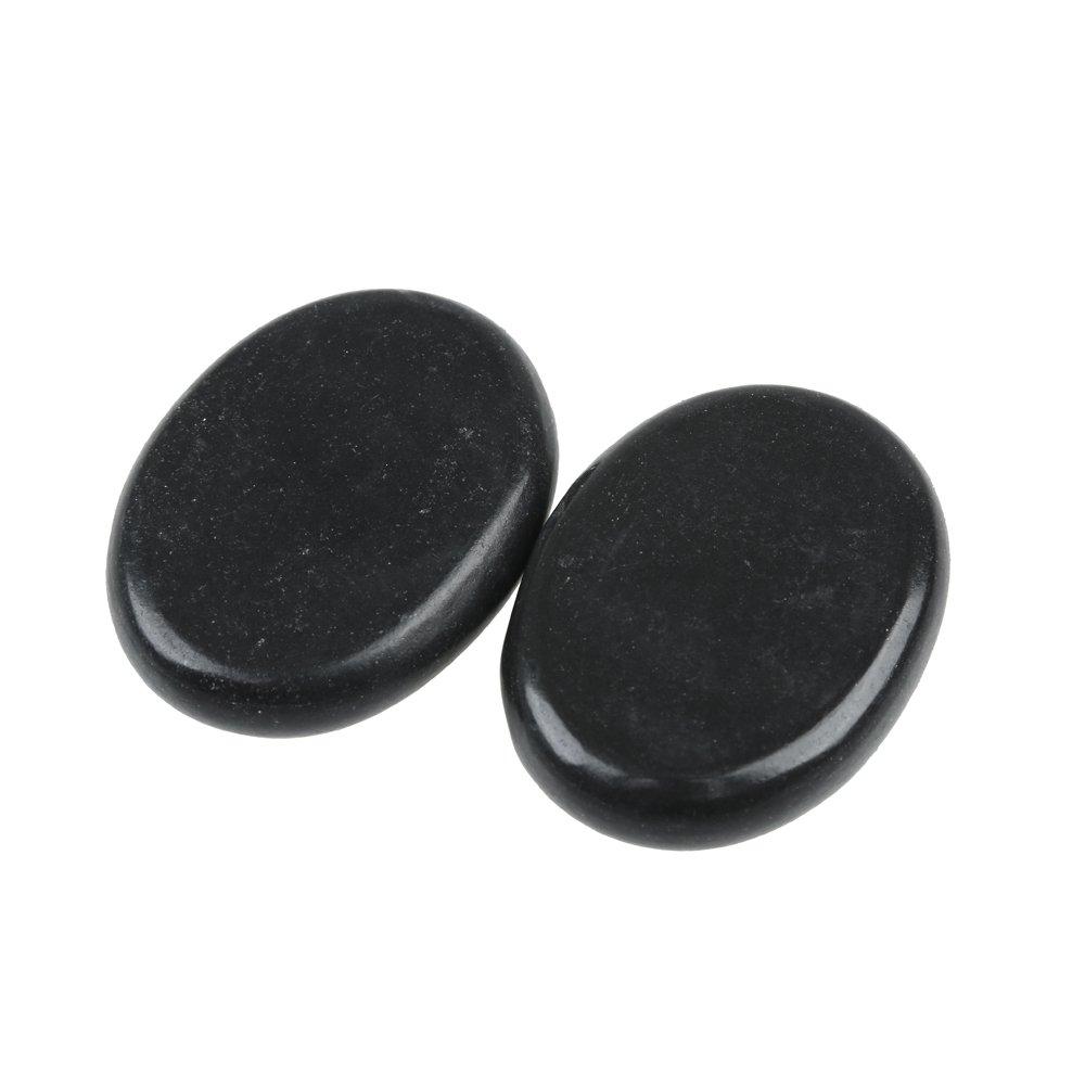 Windfulogo 6-Piece Hot Massage Stone Set, Natural Lava Basalt Spa Massage Hot Warmer Stones, Black, 2.36 x 3.14 in (6x8cm)