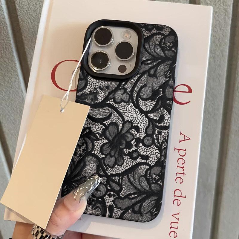 New Lace Pattern Lychee Texture Phone Case For iPhone 16 15 14 13 12 11 17 Pro Max XS X XR 16 Plus 17 Air Silicone Bumper Cover iPhone 11 Pro