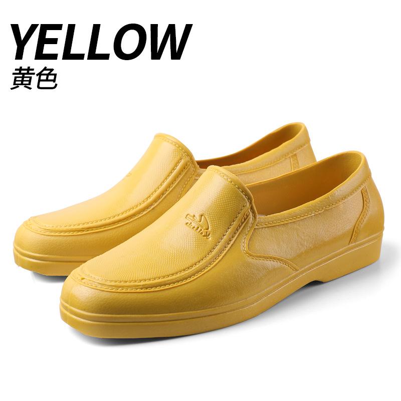 

Непромокаемые низкие кеды без подкладки, быстросохнущие водные туфли, мужские взрослые водонепроницаемые туфли, резиновые туфли с низким подъемом, нескользящие рабочие галоши 44 жёлтый