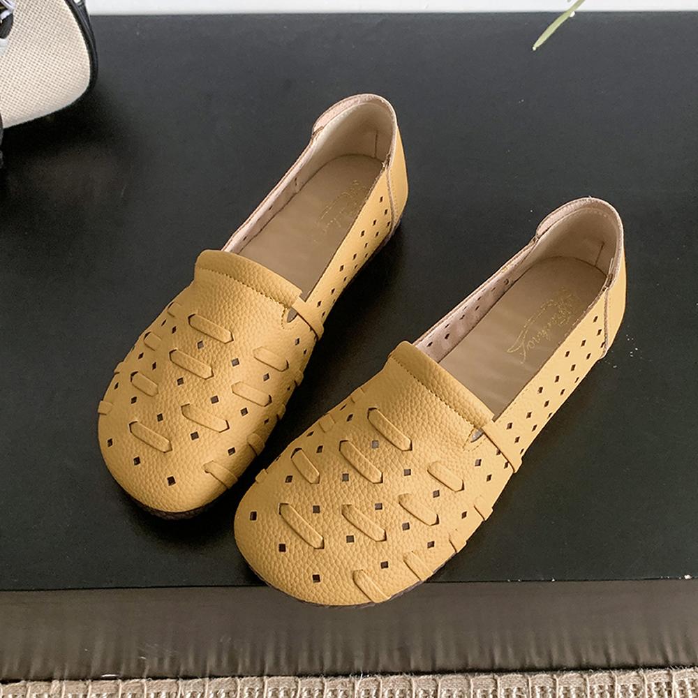 

2025 Newly Ballet flats women s casual cut-outs loafers ladies braid shoes wide leg fit women s moccasins 35 жовтий