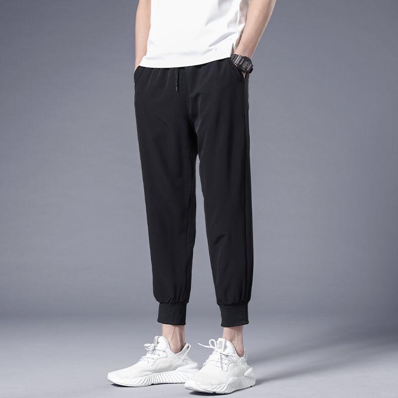 Shirts and Less Clothing, Ice Silk Pants, Men's Summer Thin Drape Leggings, Casual Trousers, Loose Trend Elastic Sweatpants