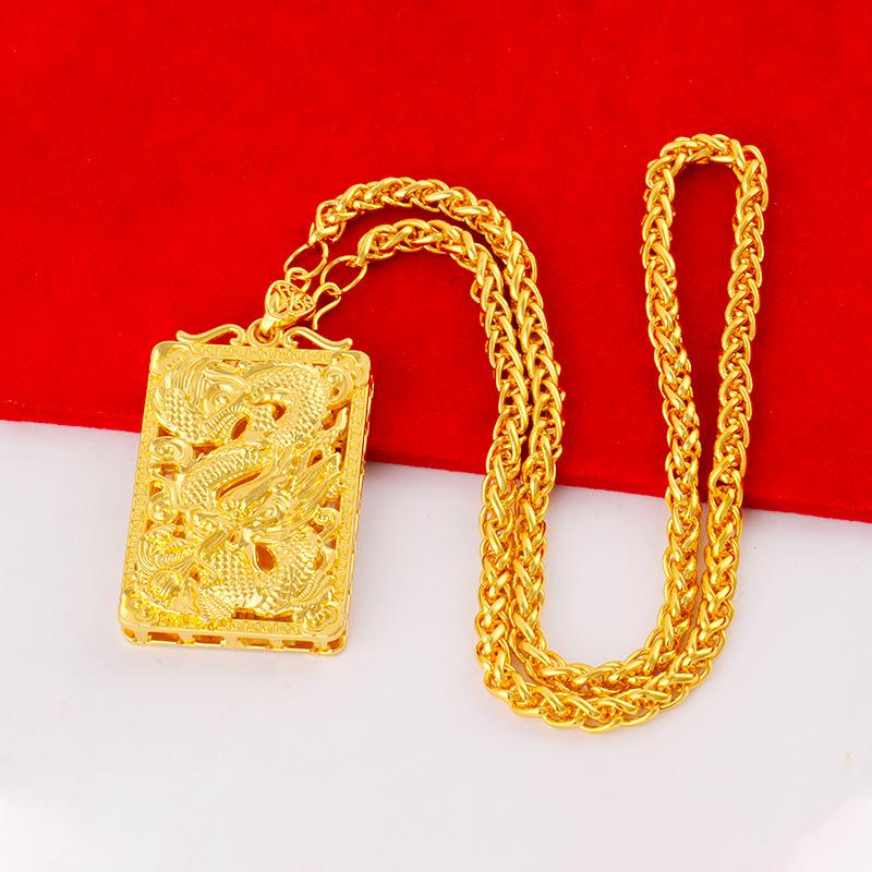 Guanyin Dragon Necklace Gold Plated Pendant for Men and Women Jewelry Gift Ideas