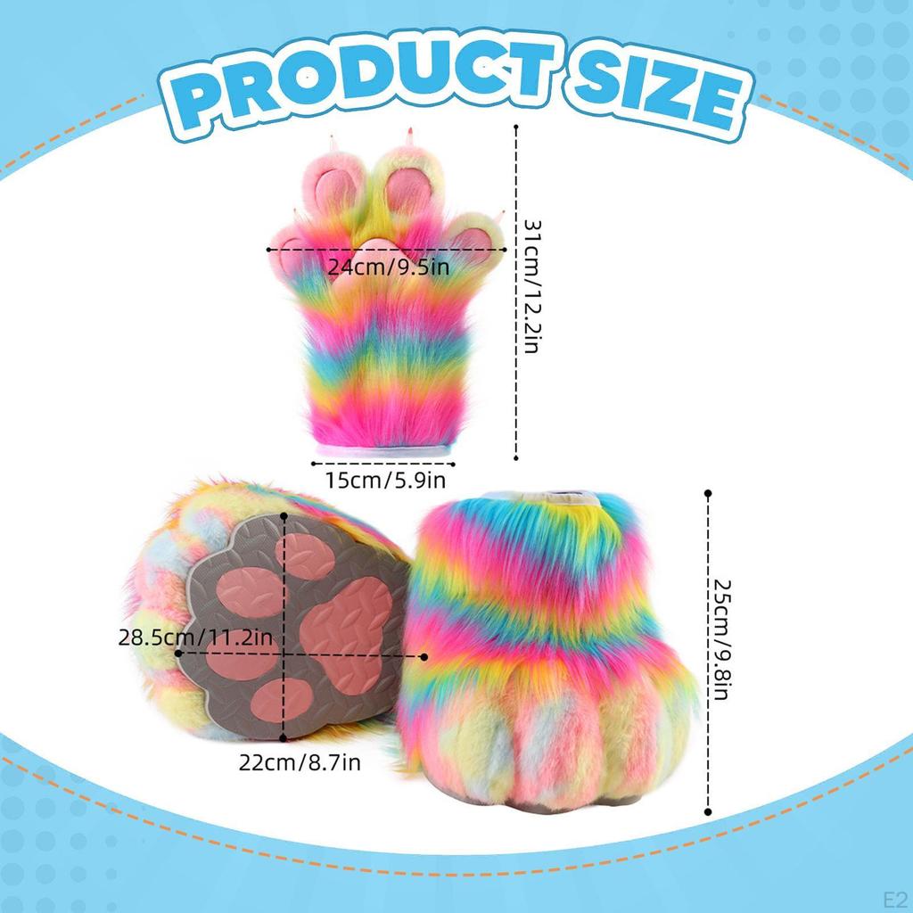 Cosplay Claw Gloves with Furry Boots Party Drawstring Carnival Costume