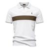 Men's V-Neck Striped Polo Shirt Breathable Slim Fit Polo Shirts for Men Lightweight Casual Athletic Polo