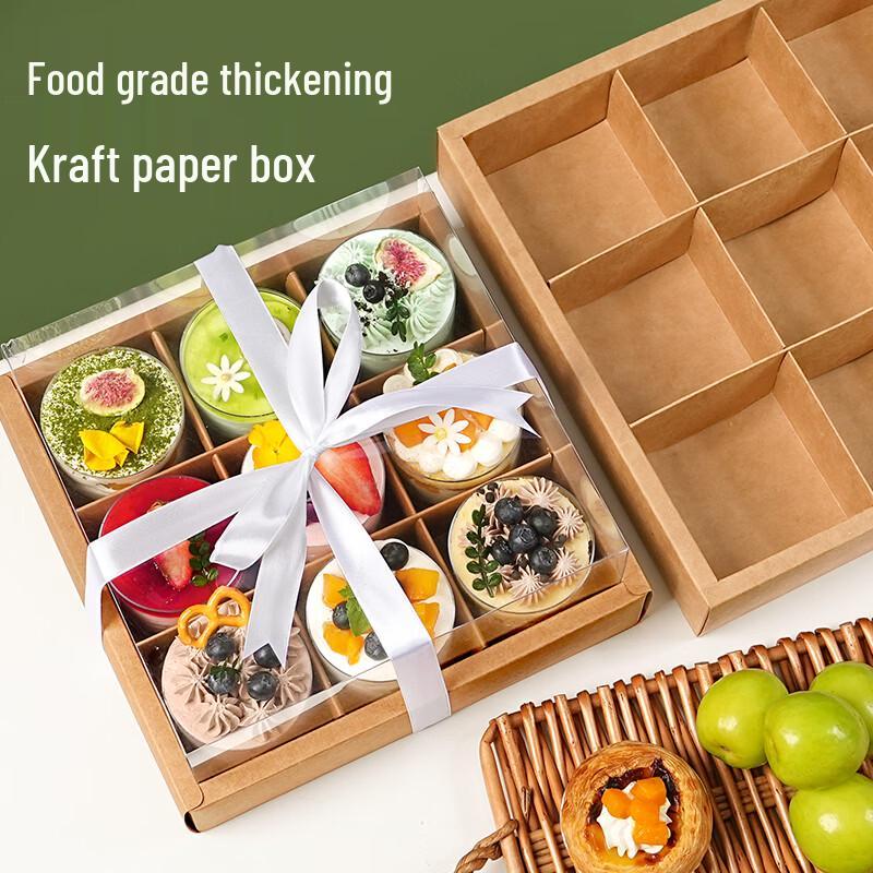Large Nine-Grid Disposable Kraft Picnic Box