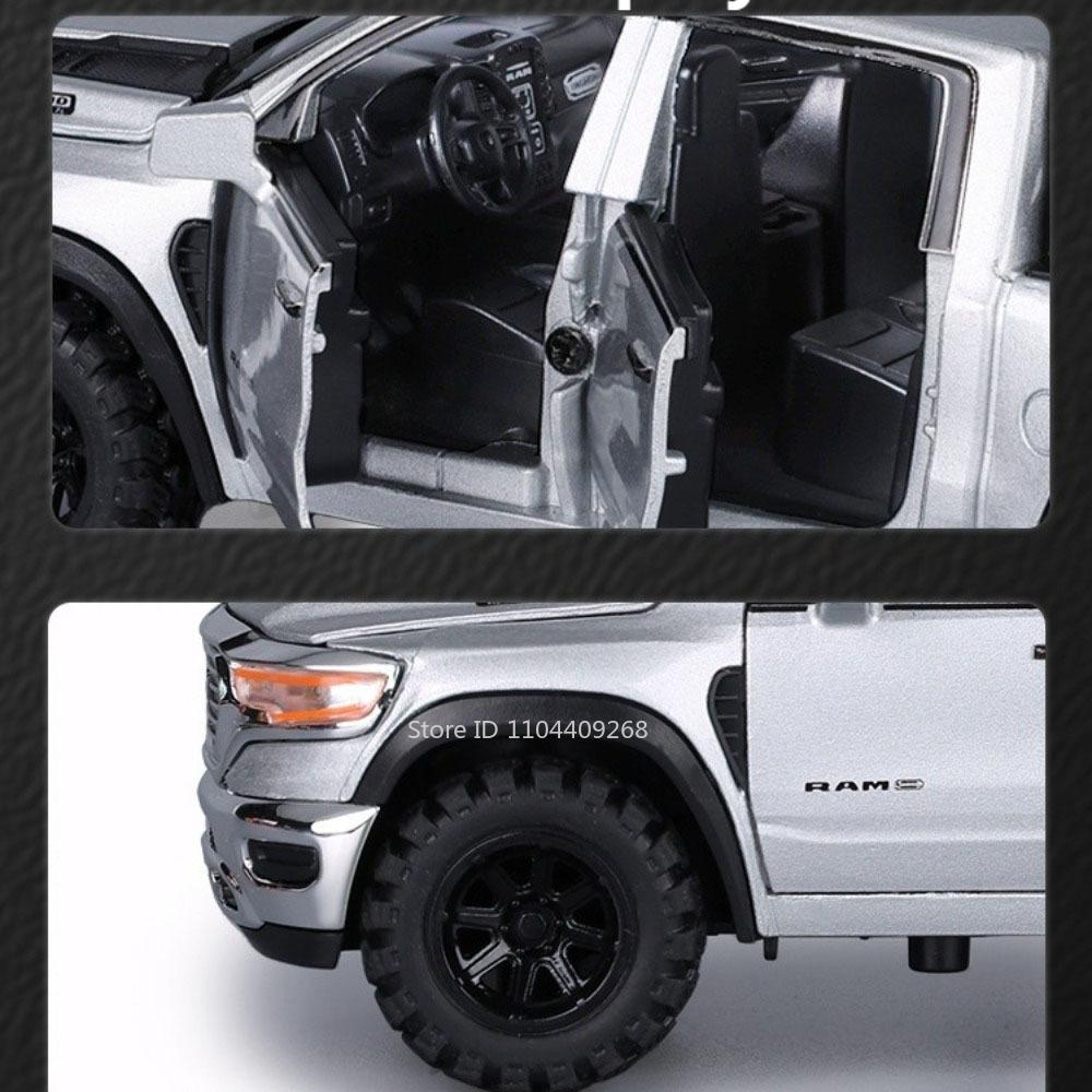 1:32 RAM Mammoth Pickup Model Toy Car Front Wheel Steering Alloy Body Simulated Off-road Truck Models Toys Sound Light Gifts