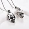 Gothic Stainless Steel Skull Pendant Necklace for Men Punk Rock Hip Hop Boy Skeleton Charms Chain Metal Jewelry Halloween Gifts