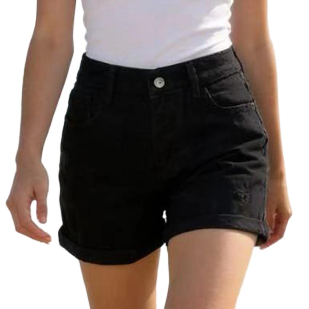 Dámské barevné džíny Stretch Slim Fit Distressed Denim Shorts