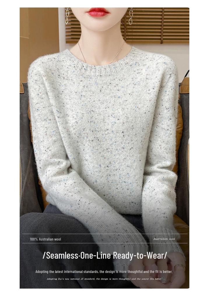 Women's Colorful Dot Round Neck Wool Sweater - Autumn/Winter Versatile Knitwear Pullover