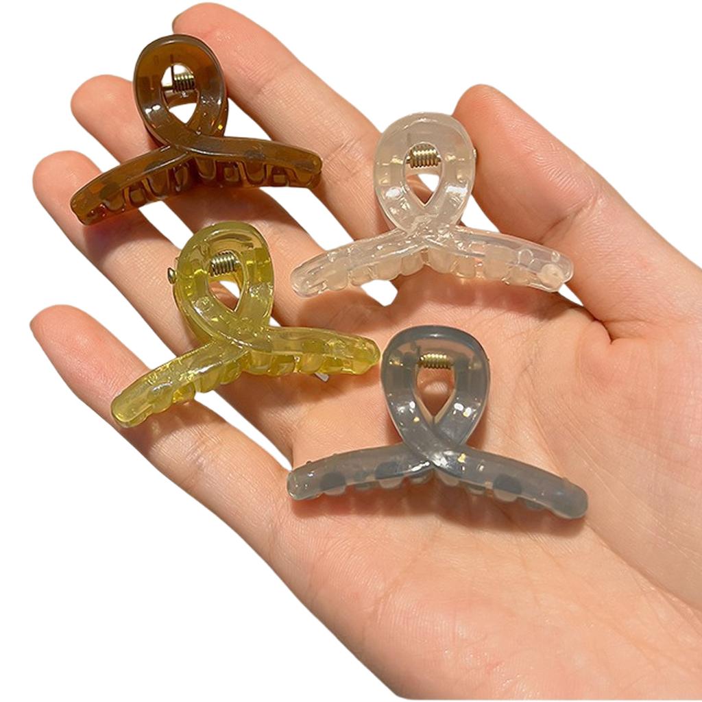 4pcs 4.5CM Jelly Translucent Mini Hair Claw Clip For Half Updos Secure Grip Plastic Hair Accessories Cute Pastel Colors