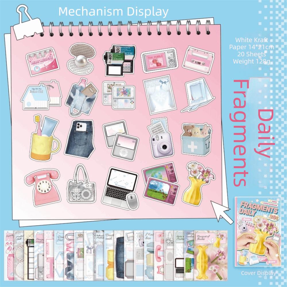 

20 Sheets Multicolor Mechanism Material Book Fragments Daily Paper DIY Journal Fragments Sweet DIY Accessories